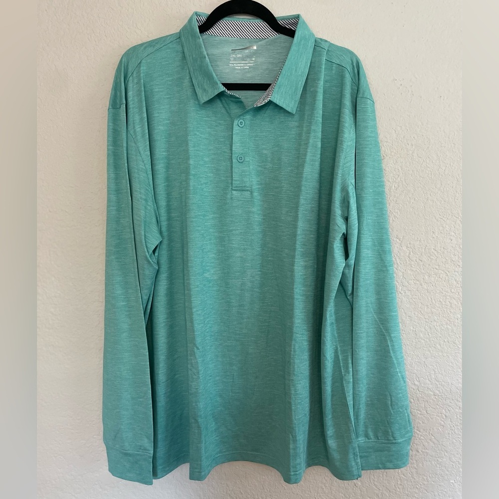 Men's Teal Long Sleeve Polo Shirt
